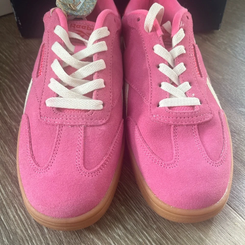 REEBOK Suede Forte Lounger Sneakers Pink Coral White Womens Size 8.5 NEW - Picture 7 of 11